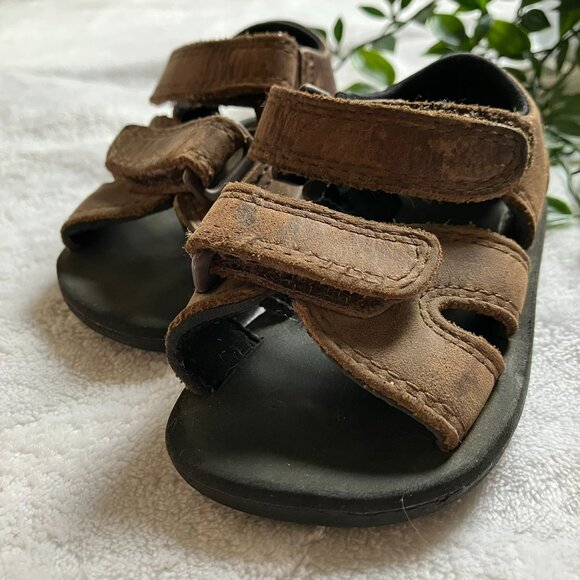 Stride Rite Infant Toddler Sandals 5M | Brown Leather Adjustable Strap Sandals - Picture 15 of 15